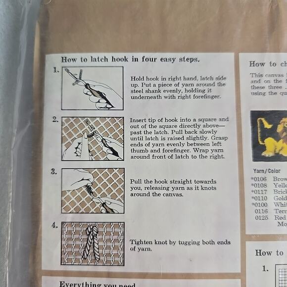 Caron Latch Hook Kit Lion Kit 27''x20'' 1977 VTG Animals Kidcore Safari Nursery - Picture 7 of 7